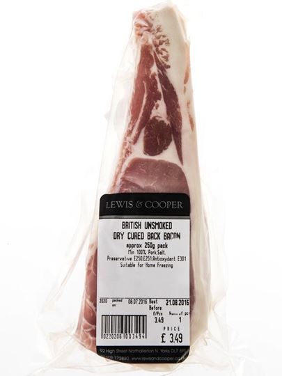 Picture of Lewis & Cooper  Dry Cured Unsmoked Bacon